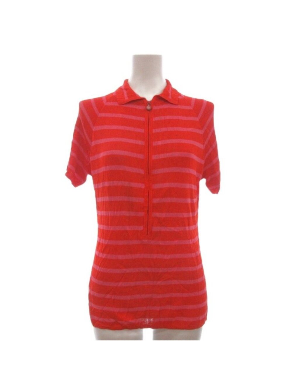 Gucci Half Zip Knit Polo Shirt Short Sleeve Border Tom Ford Era Orange Pink
